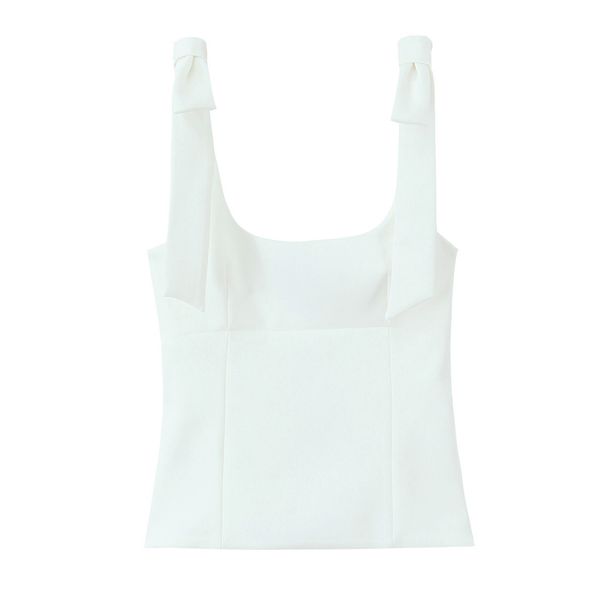 Aria Basics Aria Basics Cross-border European And American Style Wide-shoulder Tie-up Camisole Women, Stylish Elastic Short Sleeveless Top For_ecoleips.com