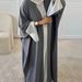 Modest Abaya Dress Women's Plus Size Bat Sleeve Cardigan Contrast Edge Robe Abaya Dubai Turkish Style Fashion England Style_ecoleips.com
