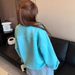 Light Blue Fluffy Round-neck Sweatshirt Women, New Autumn Winter Hot-selling Item With A High-end Feel Embroidery,_ecoleips.com