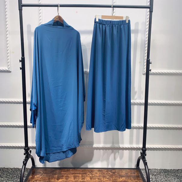 Women's Clothing Large Swing Solid Color Top Skirt Two Piece Suit_ecoleips.com