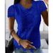Summer Women's Lace Short-Sleeved Top Casual Elegant Fashion American Style Linen Cotton Polyester Blouse For Ladies_ecoleips.com
