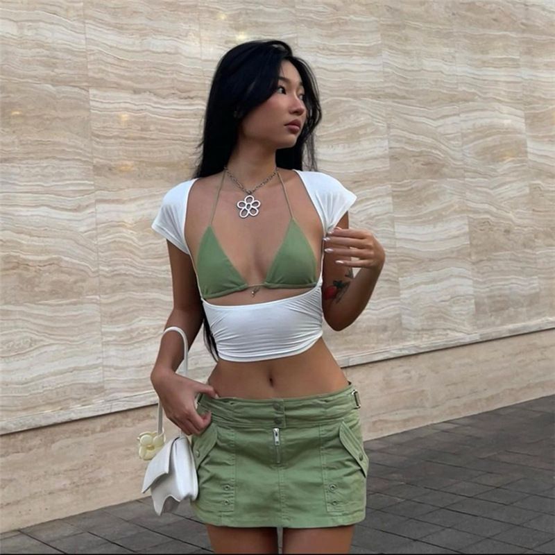 Women's Clothing Spring And Summer New Solid Color Slim Fashion Round Neck Sexy Backless T Shirt Female_ecoleips.com