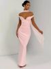 Mozision Scarf Collar Off-shoulder Sexy Maxi Dress Women Gown Fashion With Sleeve Strapless Backless Club Party Long Dresses_ecoleips.com