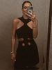 Fashion Solid Hollow Out Mini Dress For Women Halter Sleeveless Female Slim Short Dresses 202 Summer New Party Lady Robes Street_ecoleips.com