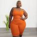 Verve N7839 Plus Size Women's Casual Sports Two-Piece High Elastic U-Shaped Sleeveless Shorts Set_ecoleips.com