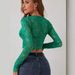 Women's Clothing New Sexy Single Layer Lace Long Sleeved Short Pullover Slim Fit T Shirt Top_ecoleips.com