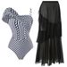 Women’s Ruffle High-Waisted One-Piece Swimsuit – Striped & Sheer Mesh Cover-Up (S-XL)_ecoleips.com