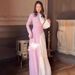 Women's Clothing Round Neck Contrast Color Long Sleeve High Waist Slim Temperament Retro Dress_ecoleips.com