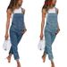 European And American Cross-Border Denim Overalls Plus Size Women's Pants Solid Color Jeans NK311_ecoleips.com
