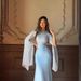 Women's Clothing Summer Spliced Organza Long Satin Slim Dress With Large Swing Sleeves_ecoleips.com