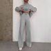 Long-Sleeved, Wide-Leg Pants With A Fashionable, Loose Fit; A Solid-Color, High-Neck Casual Two-Piece Set._ecoleips.com