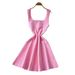 French Elegant Sleeveless A-Line Knit Dress for Women Summer Short Skirt Pearl Embellishment Versatile Cross Border Trade Dress_ecoleips.com