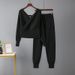Women's Sexy V-Neck Sweater & Casual Jogger Pants Set - Autumn Two-Piece Outfit For Work & Leisure_ecoleips.com