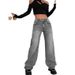 Cross-Border European And American Hot-Selling Fashion Straight-Leg Women's High-Waisted Washed Jeans_ecoleips.com