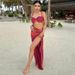European And American Women's Clothing 2025 Summer Fashion Sexy Strapss Slim-Fit Side-Slit Skirt Set For Women_ecoleips.com