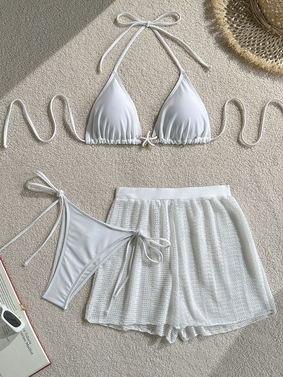 Elegant Solid Color Women's Bikini Set - Breathable Mesh Skirt Cover-Up For Beach & Pool - Soft Stretch Fabric With Removable Padding (S/M/L)_ecoleips.com