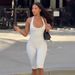 Summer Polka Dot Halter Neck Jumpsuit Women's Sexy Backless Slim Fit Five Point Tie Waist Style Romper_ecoleips.com