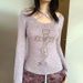 Karrram Japanese Y2k Knitted Tops Grunge Aesthetics Flare Sleeve T-shirts Vintage Harajuku Purple Knitwear American Retro 2000s_ecoleips.com