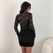 Summer Women's Bodycon Dress Long Sleeved Sexy Lace Patchwork Solid Color Cross Border E Commerce Platforms Dress for Europe And America_ecoleips.com