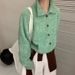 High-Neck Button Cardigan – Oversized Knit Sweater Coat (Cozy & Fluffy, Solid Oat/Green/Yellow/Maroon/Grey, Layering Essential)_ecoleips.com