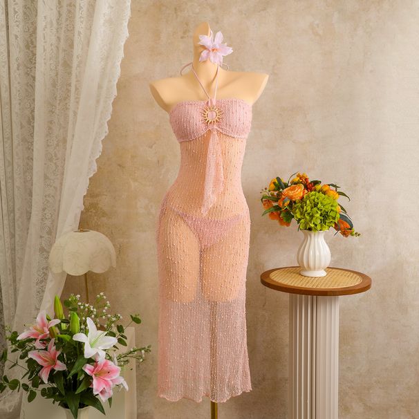 European And American Style Beach Vacation Long Dress Two Piece Set Sexy Suspender Sequined Swimsuit Bikini Cross Border Women's Clothing_ecoleips.com
