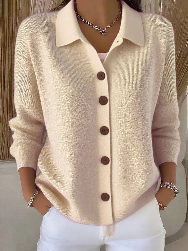 2026 Knit Cardigan With Buttons-Women's Winter Casual Fashion Sweater In Solid Color_ecoleips.com