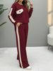 Women's Heart Print Two Piece Set Long Sleeved Top & High Waisted Color Block Pants Autumn Winter Casual Comfortable Streetwear_ecoleips.com
