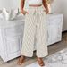 Women's Stripe Print Straight Leg Trousers, Mid-Rise Pleated Wide Leg Pants With Tie Waist, Elegant Casual Palazzo Pants For Office & Daily Wear_ecoleips.com