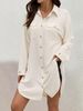 Women's Modern Swimsuit Smock Shirt Button Up Shirt Dress Top_ecoleips.com