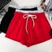 Women's High-Waisted Slimming Faux Two-Piece Drawstring Elastic Shorts Casual Sports Pants Letter Print Hot Pants Summer Style_ecoleips.com