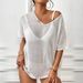 Sexy Knitted Beach Cover-Up Dress - Hollow Out Solid Color Sun Protection Bikini Wrap, European & American Summer Style_ecoleips.com