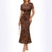Cross-border 2026 New European And American Women's Summer Floral Slim-Fit Elegant Short-Sleeve Mesh Dress_ecoleips.com