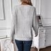 New Autumn-Winter Long-Sleeved V-Neck Knit Tee For Casual Wear, Plain Color Women's Top_ecoleips.com