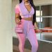 Versatile Zippered Short Sleeve Top And Drawstring Pocket Pants Set, Women's Stretchy Casual Two-Piece Outfit For Spring Summer_ecoleips.com