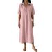 Women's Casual Linen Short Sleeve Polo Dress - Breathable Straight Cut Summer Dress With Comfortable Collar (Multiple Colors & Sizes)_ecoleips.com