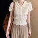 Hollow-out Crochet Doll Collar Knitted Cardigan For Women, Summer Wear, Korean-style Gentle Short-sleeve T-shirt With A_ecoleips.com