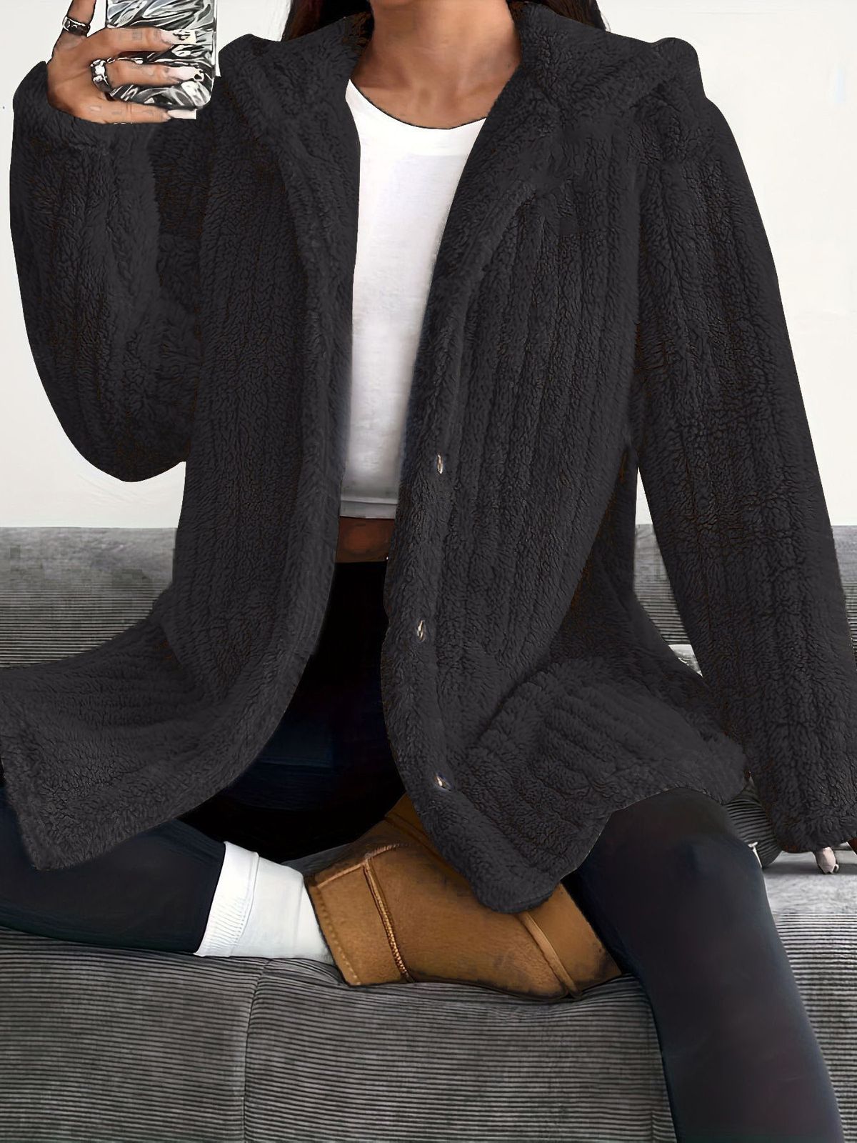 Cozy Fleece Hooded Sweatshirt For Women - Oversized Long Sleeve Pullover With Streetwear Style, Soft & Warm Autumn Winter Fashion_ecoleips.com
