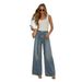 Women's High-Waisted Wide-Leg Jeans With Rhinestone Embellishments - Vintage Washed Denim Pants For Casual & Streetwear Style_ecoleips.com