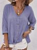Women's V-Neck Short Sleeve Knit Cardigan Open Front Loose Fit Longline Blouse Tops_ecoleips.com