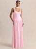 Mozision U Neck With Scarf Backless Sexy Maxi Dress Women Elegant Sleeveless Bodycon Pleated Club Party Long Dress Female_ecoleips.com