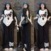 Women's American Style Fashion Summer Set Color Block Loose Short Sleeve Slimming Wide Leg Pants Casual Two-Piece Outfit_ecoleips.com