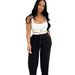 Tw693 European And American Fashion Design Label Sports Vest Women's High-Waisted Drawstring Wide-Leg Pants_ecoleips.com