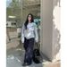 Gray Fleece-lined Thickened Sweatshirt For Women, Autumn/winter 2024, High-end American Retro Style, Hooded,_ecoleips.com