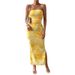 Spring Autumn European And American Cross-Border Women's Fashion Exclusive Mesh Floral Ruched Sexy Bodycon Slit_ecoleips.com