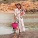 Women's 3D Floral Embroidered Beach Cover-Up Lightweight Loose Fit Versatile Polyester Top for Resort Wear_ecoleips.com