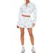 Women's Casual Sportswear Set Autumn Hooded Zipper Long Sleeved Floral Elastic Waist Jogging Shorts_ecoleips.com