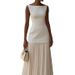 Women's Solid Color Sleeveless Knitted Vest And Skirt Two-Piece Set Style Clothing_ecoleips.com