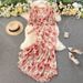 Women's Premium Resort Style Two Piece Set Short Tie Waist Chiffon Blouse Sexy Fishtail Skirt New 2020_ecoleips.com