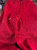 Fashion Women Elegant Spring Diamonds Red Wide Leg Pants Loose Fit High Waist Drawstring Casual Designer Lady Straight Trousers_ecoleips.com