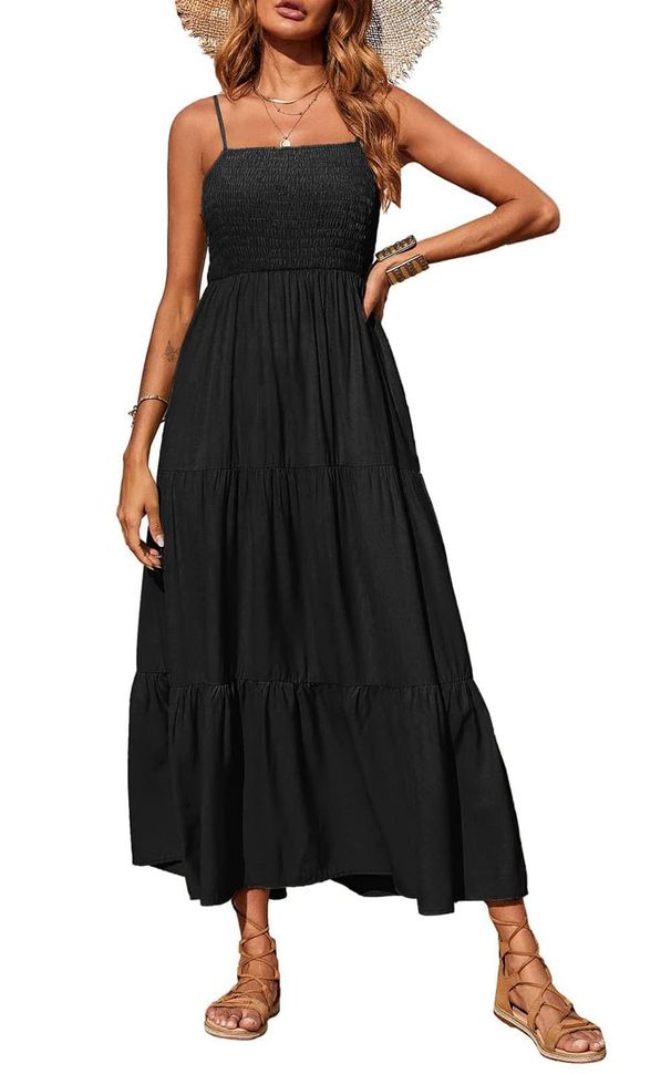 Women's Elegant Smocked Halter Backless Side Split Maxi Dress – Casual Chic Summer Gown 2026_ecoleips.com